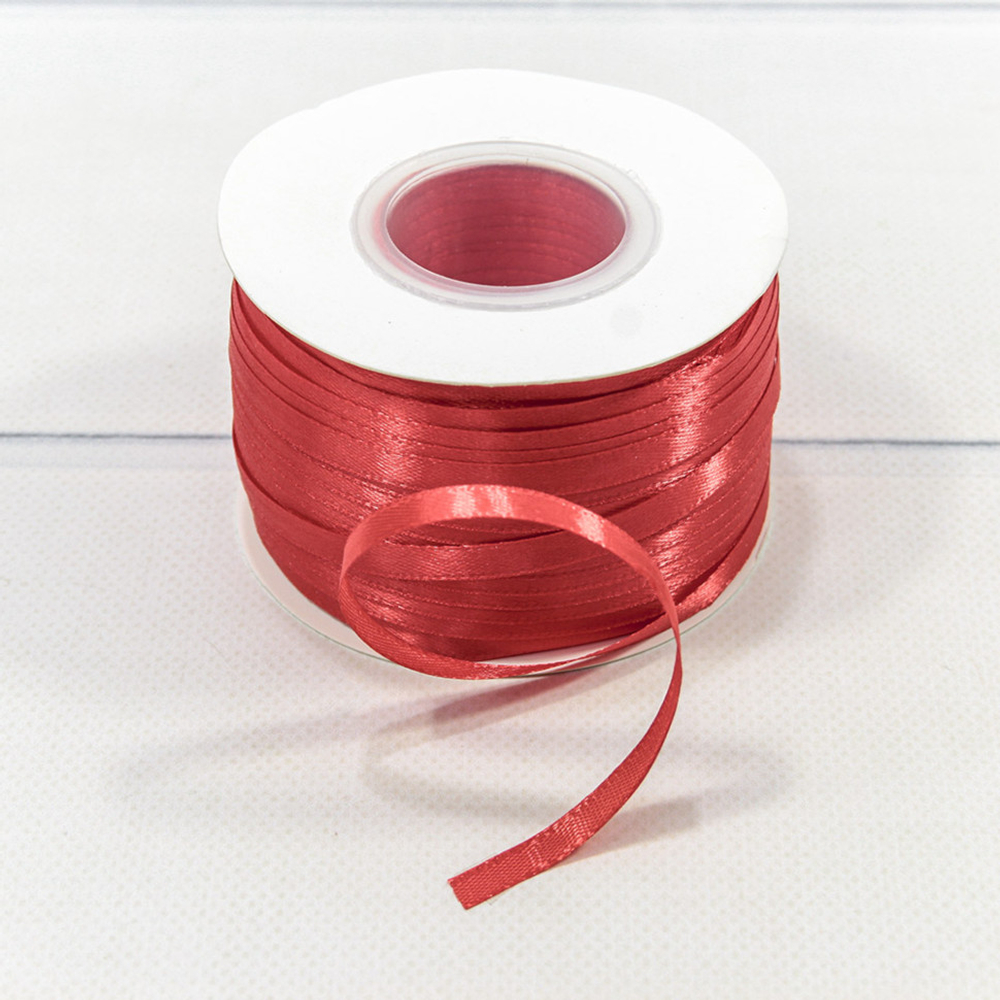 Лента Атласная 0,6см х 274м Сатин (Красный)