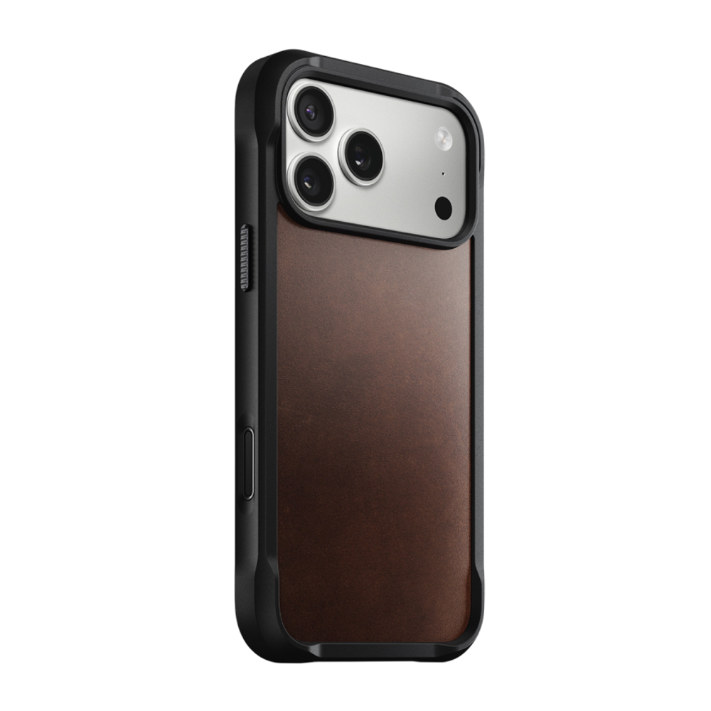 Кожаный чехол MagSafe Nomad Horween Rugged Leather Case для iPhone 17 Pro Max Гибридный чехол из натуральной кожи Horween с повышенным уровнем защиты при падении и сенсорной накладкой для Контроллера камеры