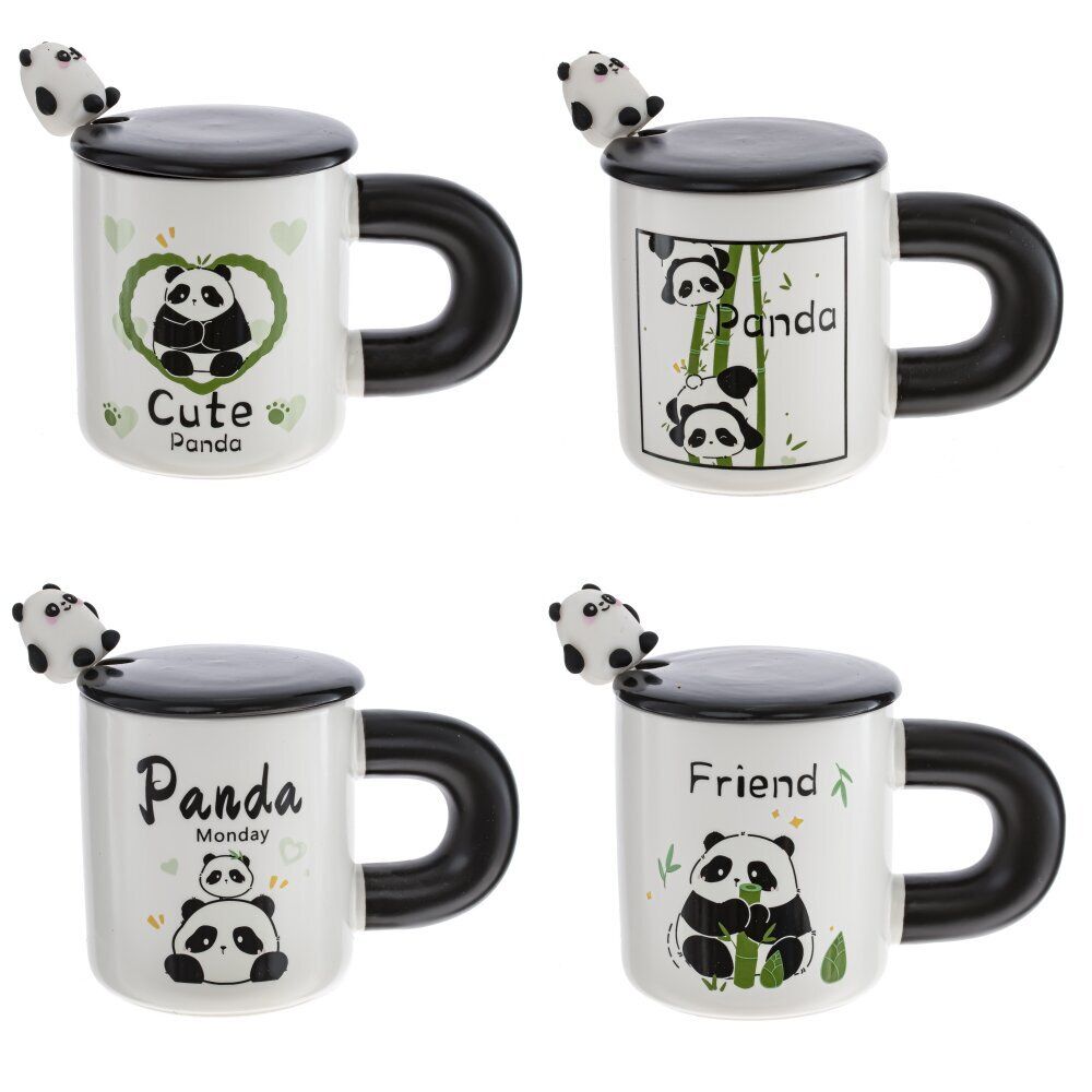 GAEM Кружка с крышкой и ложкой, 430 мл, L8,5 W8,5 H9,8 см, 4в.