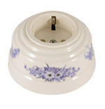 Розетка ретро керамическая с заземлением fiori viola синие цветы, Leanza Fiori Viola РВС / Проходная