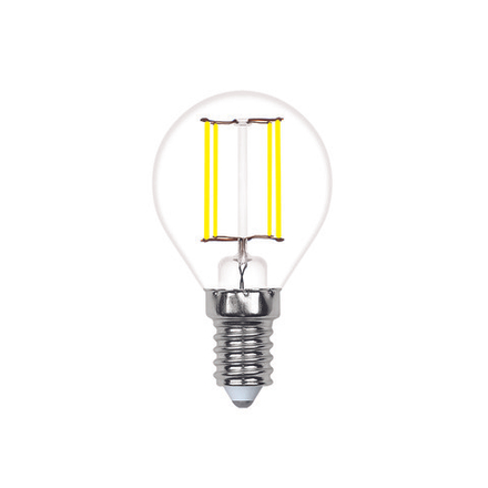 LED-G45-4W-4000K-E14-CL-SLF Лампа светодиодная. Форма шар. прозрачная. Белый свет 4000K. ТМ Volpe