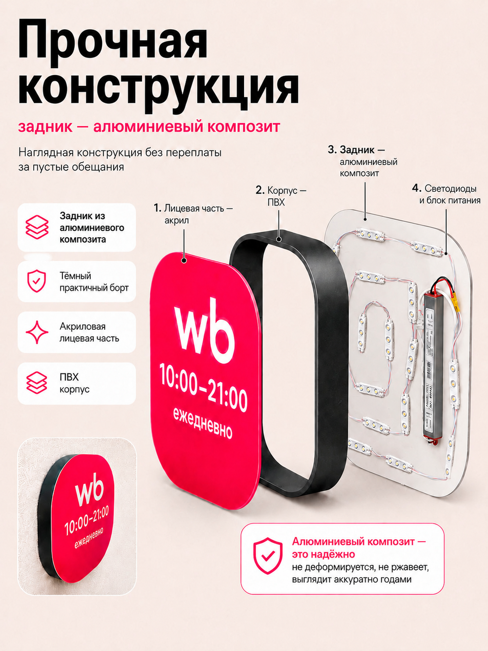 Световой режимник для ПВЗ табличка режим работы с 10 до 21