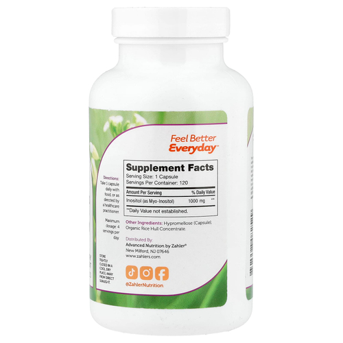 Zahler, Инозитол, 1000 мг, 120 капсул