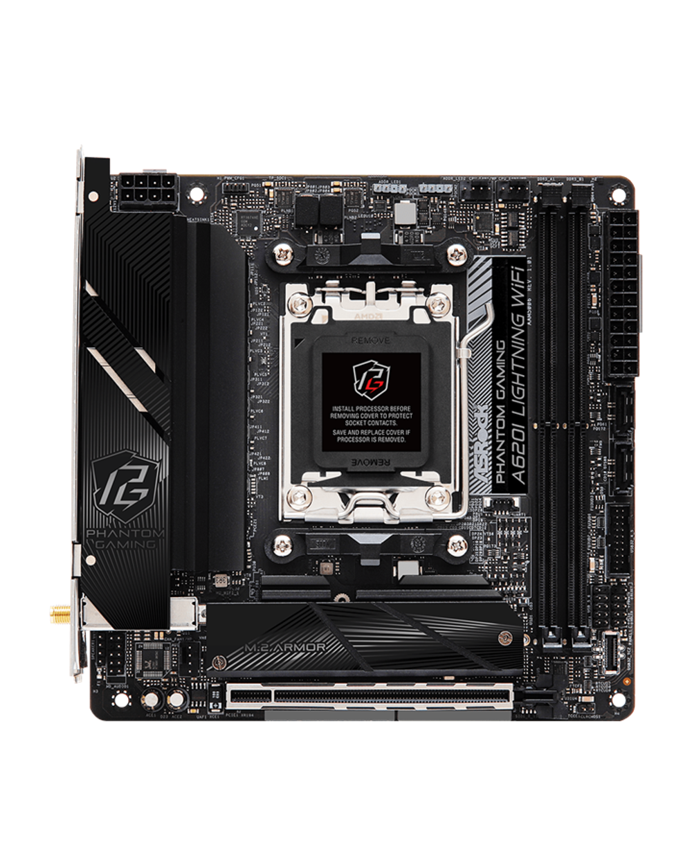 Материнская плата ASROCK A620I LIGHTNING WIFI, AM5, A620, 2*DDR5, HDMI, 2xSATA3 6.0, M.2 Socket, RAID, USB 3.2, USB 2.0, Type-C, mITX