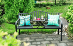 Садовая скамейка из стали Паркер (Parker) с выдвижным столиком