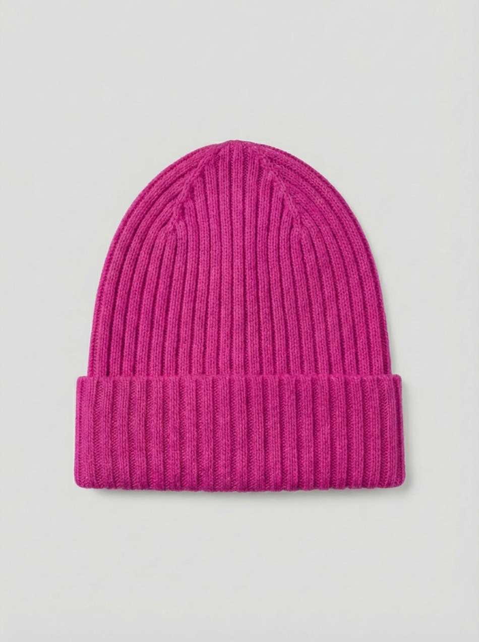 Шапка в рубчик с подворотом