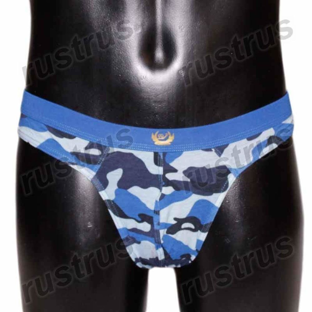 Мужские трусы стринги милитари синие WANGJIANG WJ00168