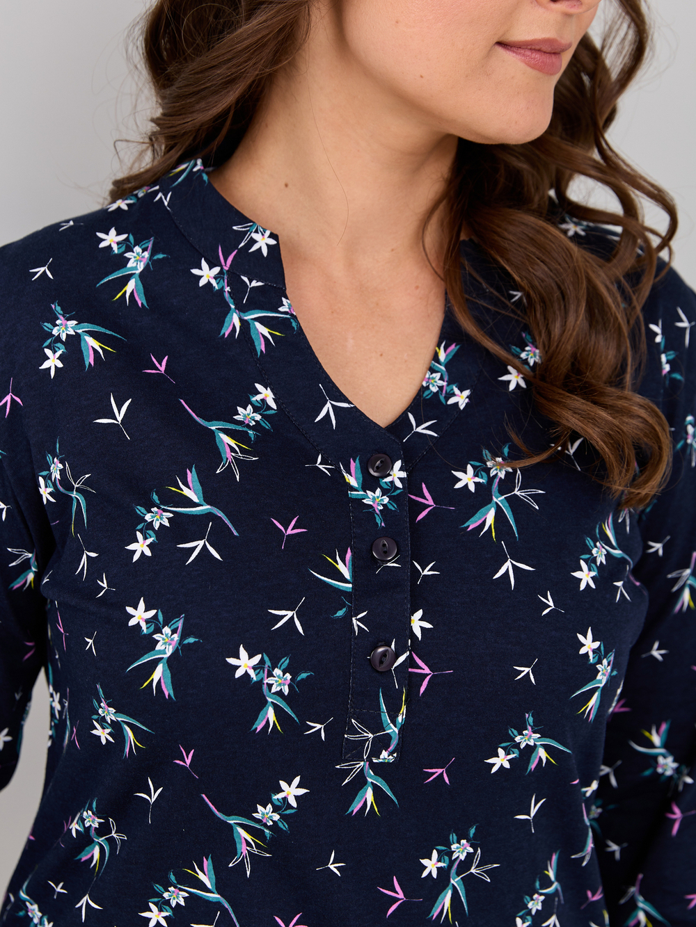 Блузка БЛ-22/синий-веточки