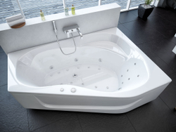 Акриловая ванна Aquatek (Акватек) Медея 170x95 R, с каркасом, с фронтальной панелью, со сливом-переливом