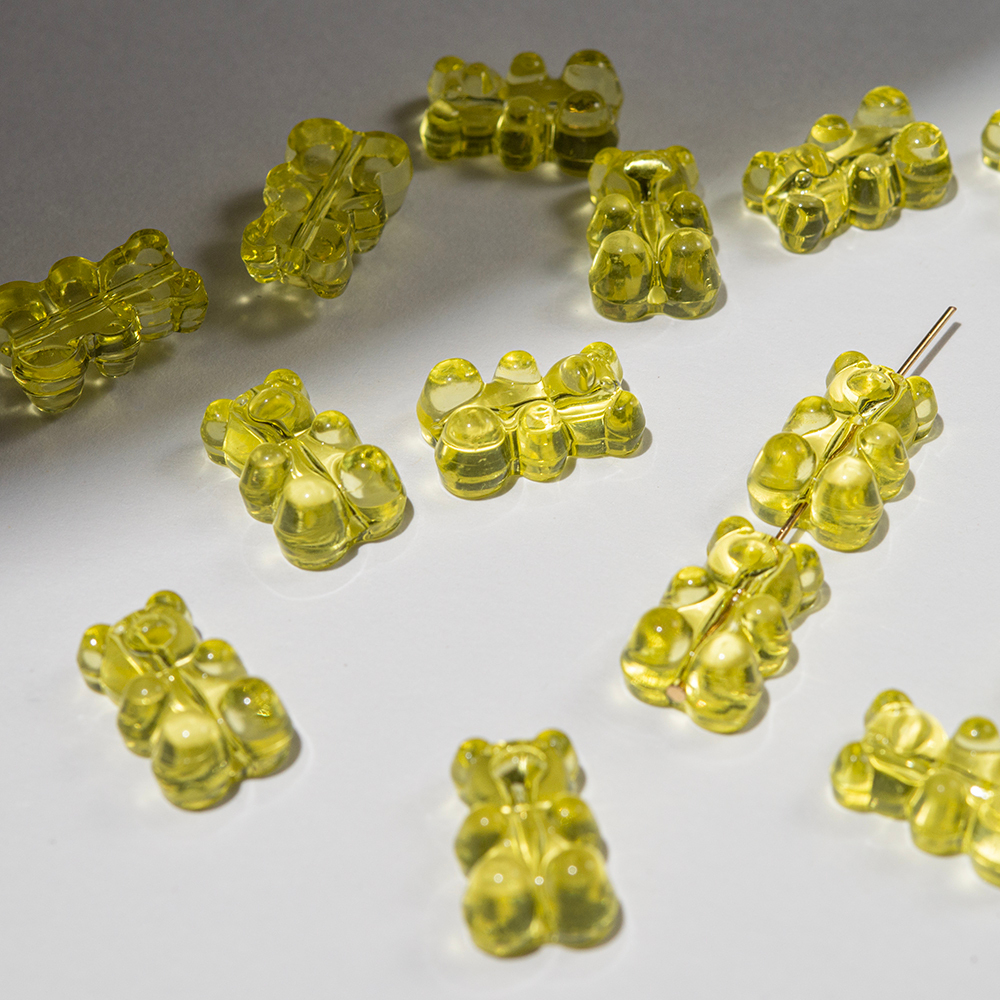 Подвеска "Мармеладный медвежонок", 18,5*12мм, желтый акрил