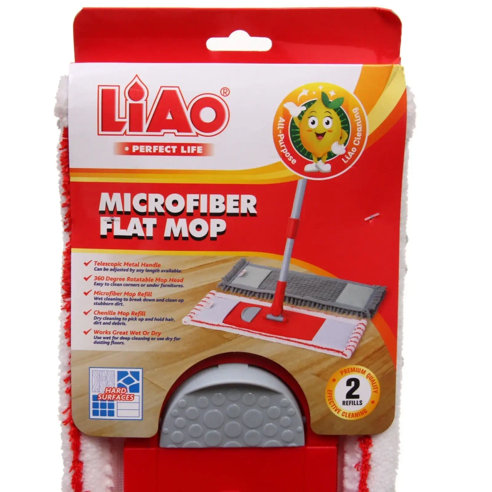 Швабра «Liao» с двумя насадками из микрофибры LA2211 красная