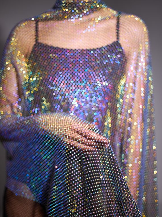 Сетка со стразами, черный/мультиколор, Китай