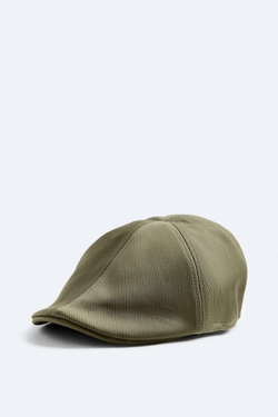 ZARA ПЛОСКАЯ КЕПКА ИЗ РЕЛЬЕФНОЙ ТКАНИ, ХАКИ