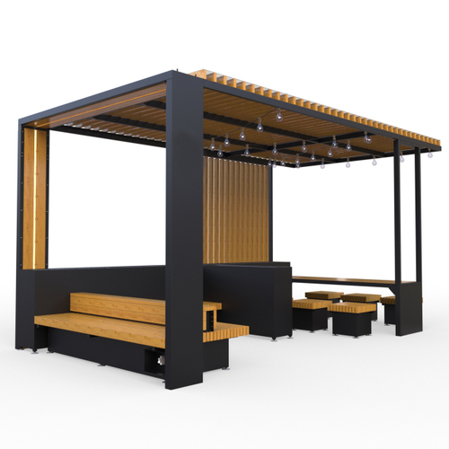 Пергола Комфорт 2 с мебелью и гирляндой