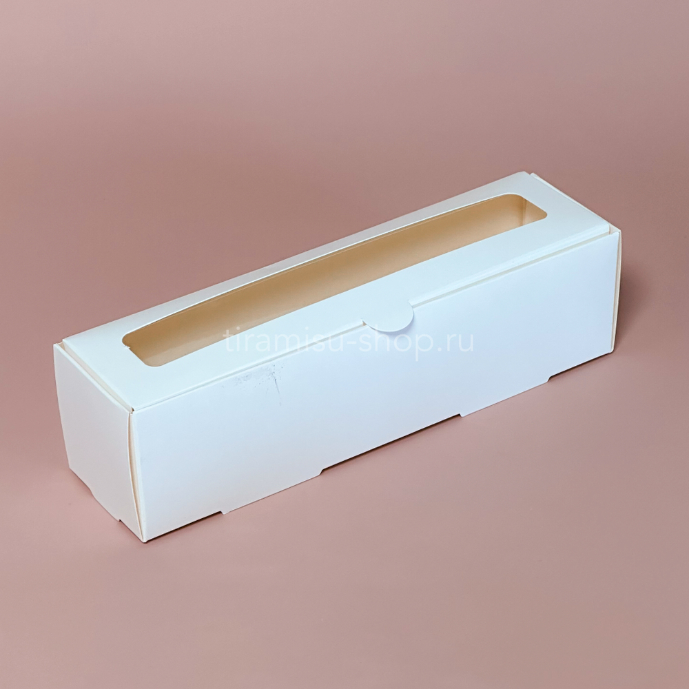Коробка на 7 макаронс с окном 21 х 5,5 х 5,5 см, белая