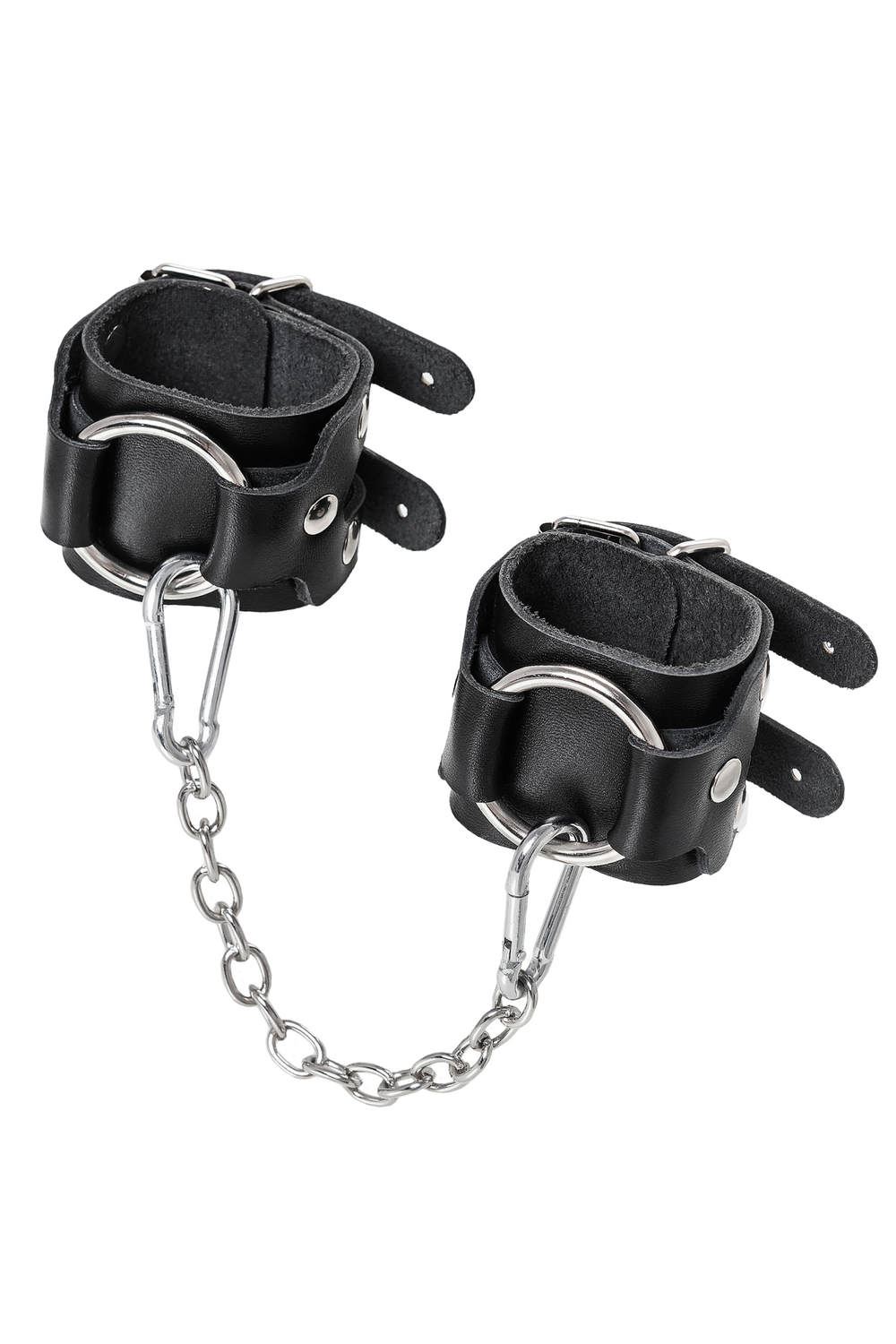 Наручники-браслеты с двумя ремешками натуральная кожа чёрные