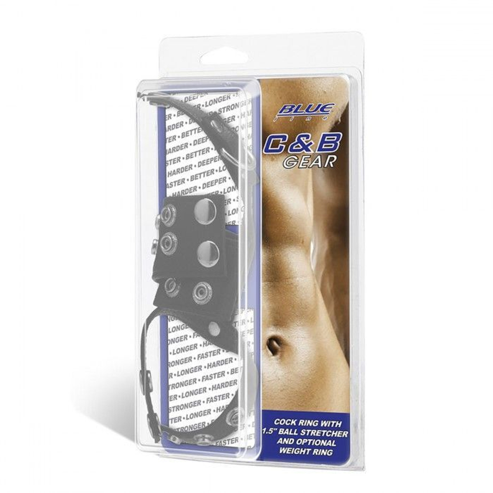 Утяжка на пенис и мошонку Cock Ring With 1.5 Ball Stretcher And Optional Weight Ring (Цвет: черный)