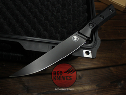 Кухонный нож Microtech Boning кастом - клинок DLC, больстеры титан, рук. G10