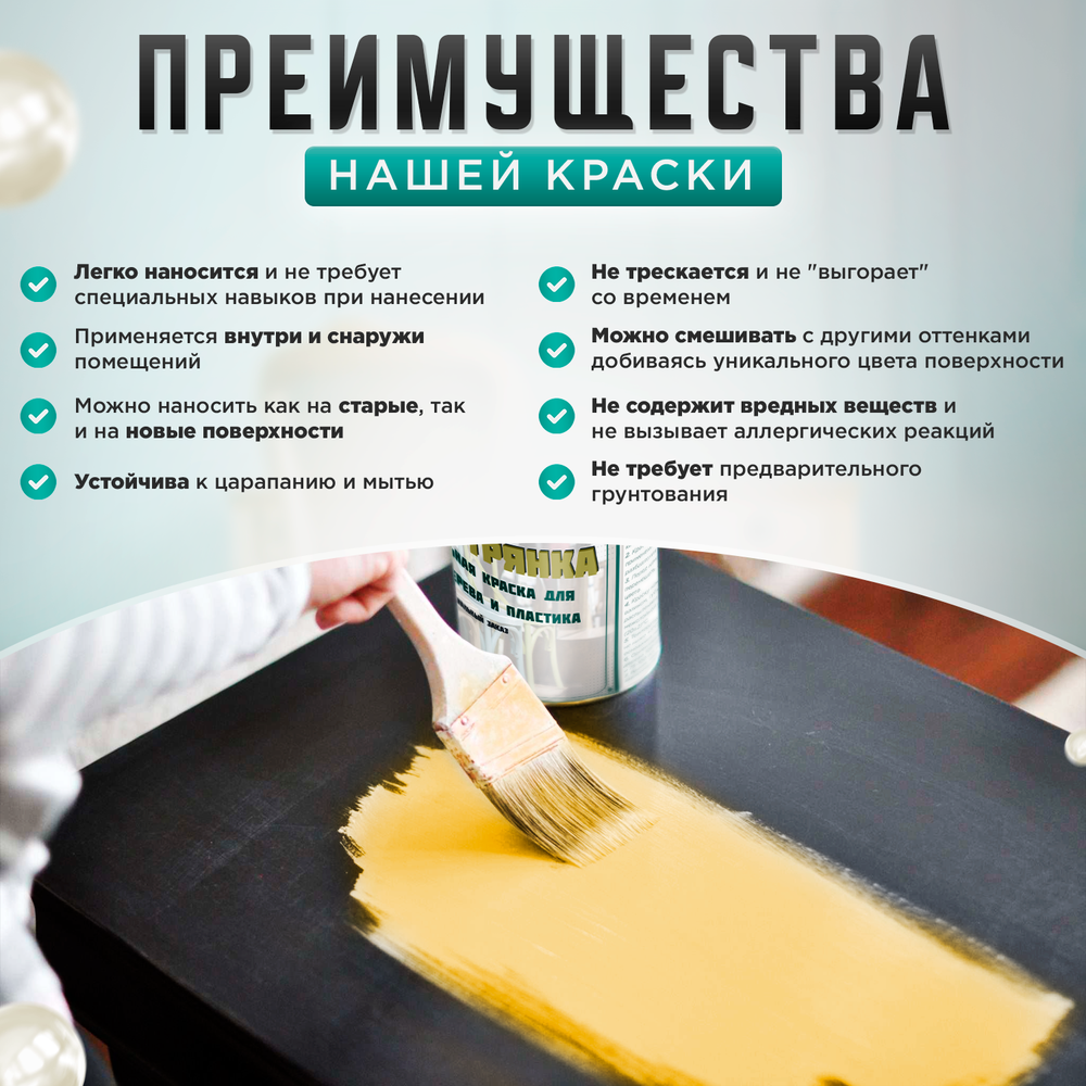 Универсальная акриловая краска без запаха для дерева и пластика Гумвнутрянка | Лофт и дерево (Россия)