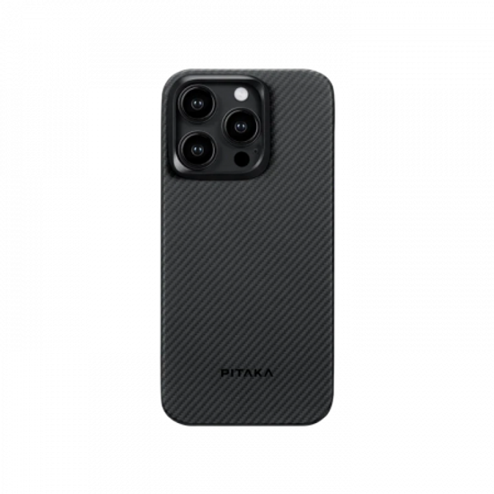 Чехол Pitaka MagEZ Case 4 для iPhone 15 Pro (6.1"), черно-серый узкое плетение, кевлар (арамид)