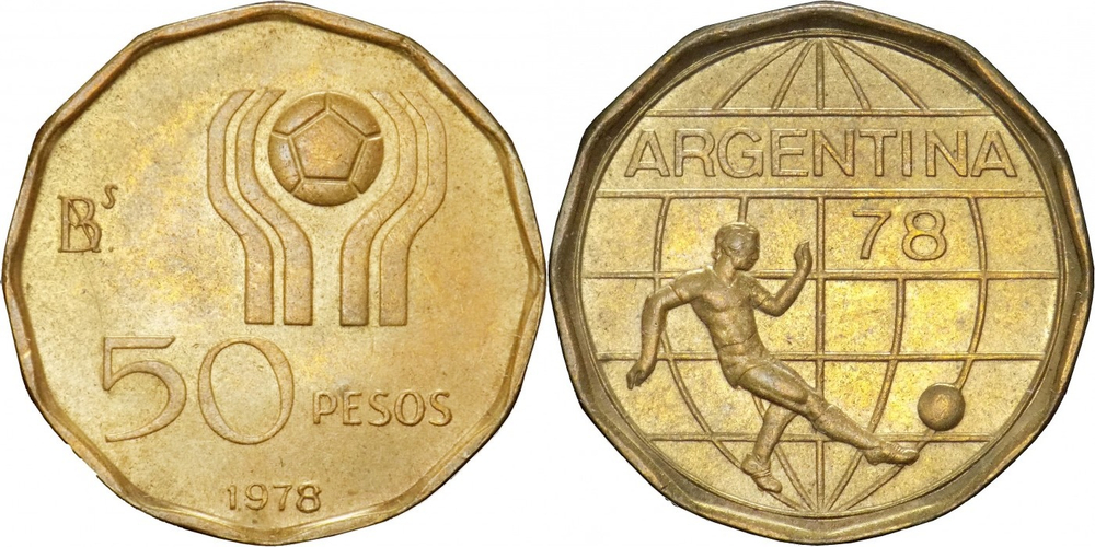 Аргентина 50 песо, 1978 Чемпионат мира по футболу UNC