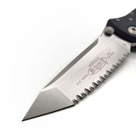 Microtech SOCOM ELITE TANTO - нож складной, рук-ть алюм., клинок танто M390, серрейтор, стоунвош