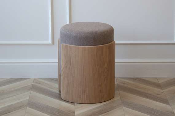 Пуф Lagom (капучино твид, натуральный дуб)