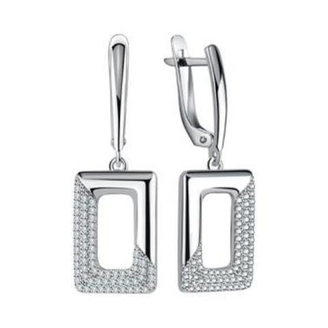 Серьги из серебра с фианитами