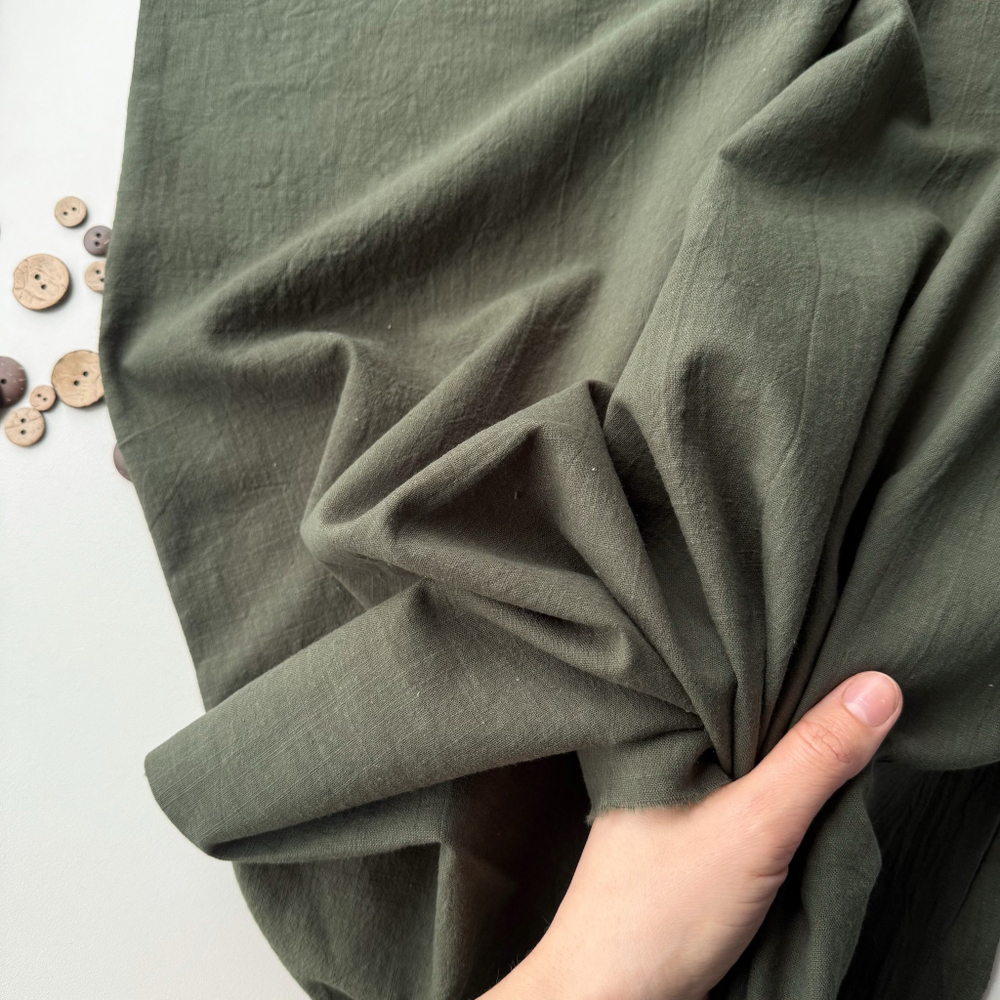 Хлопок "под Лён" Темная оливка