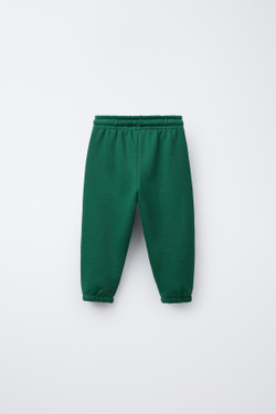 ZARA БАЗОВЫЕ БРЮКИ-ДЖОГГЕРЫ, ЗЕЛЕНЫЙ