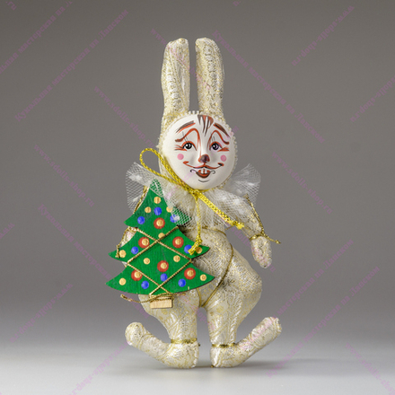 Ёлочная игрушка Кролик с ёлкой