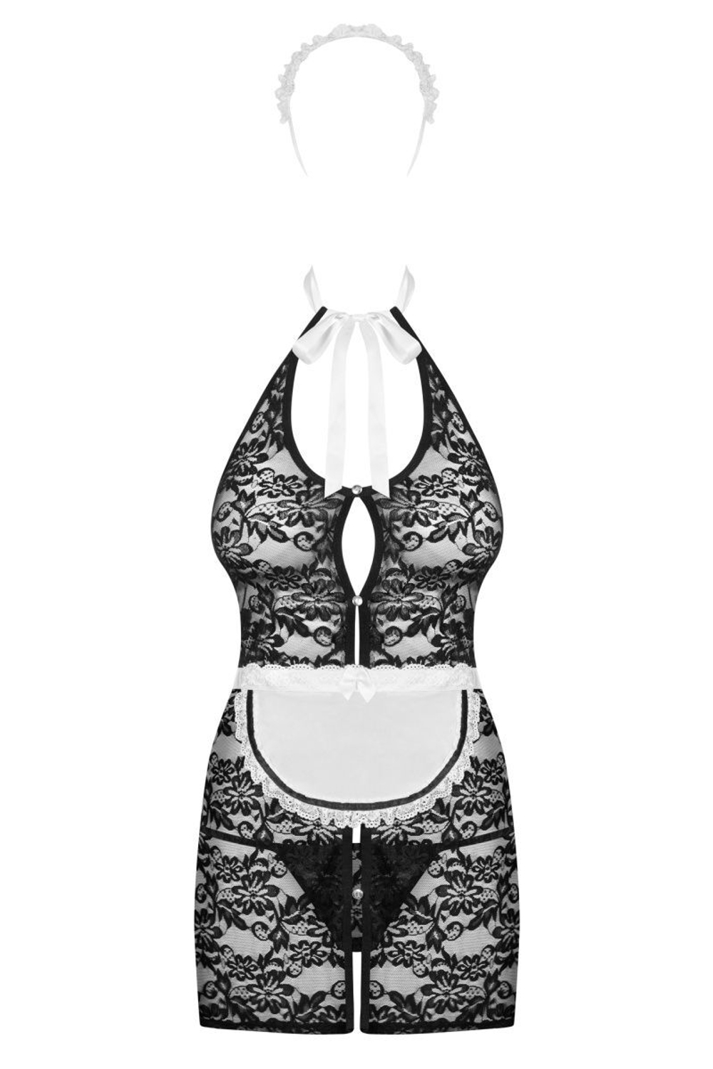 Пикантный костюм горничной Servgirl (Размер: L-XL) (Цвет: черный с белым)