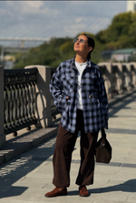 Рубашка в клетку синяя