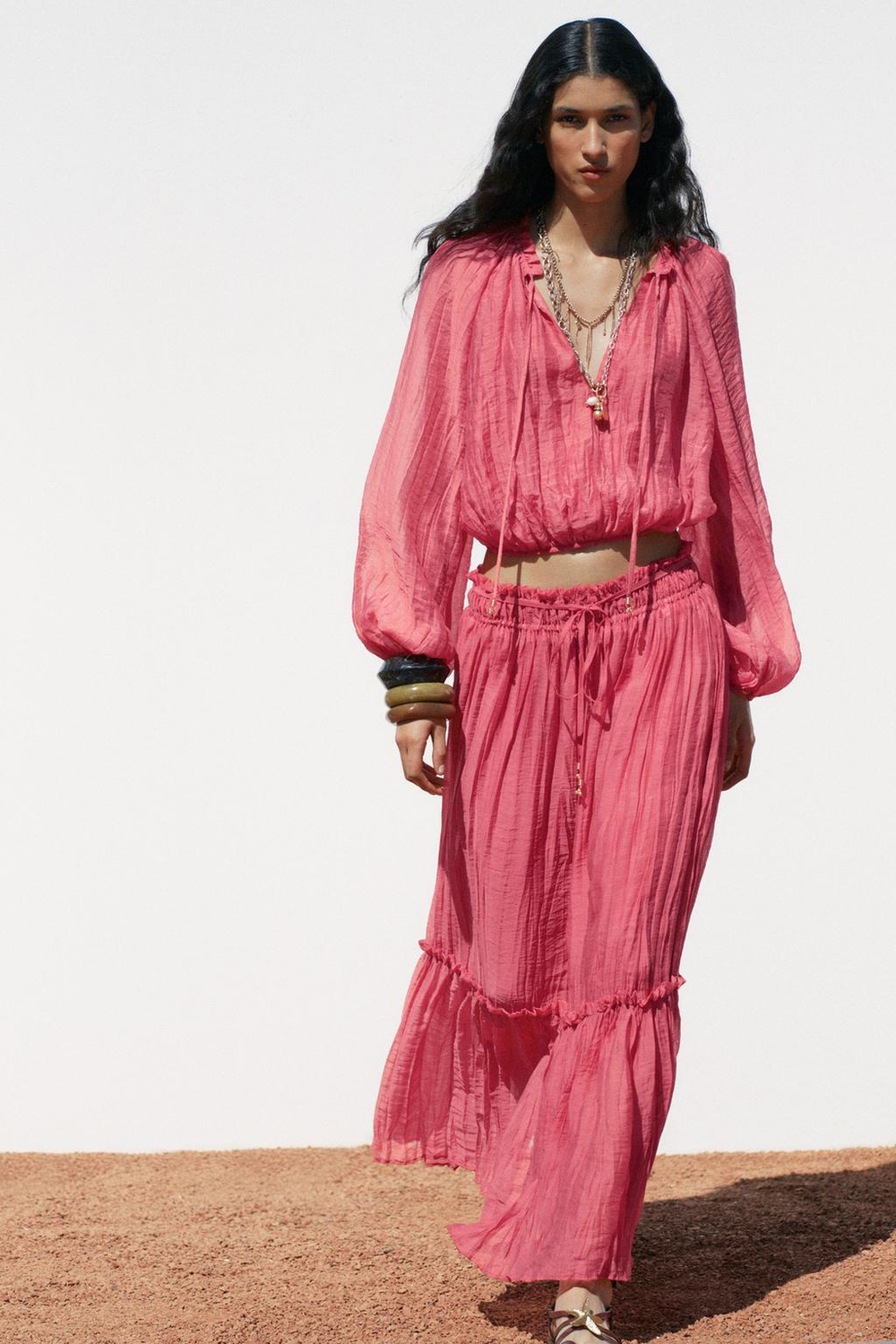 ZARA КРОП-ТОП ИЗ ЖАТОЙ ТКАНИ, МЯГКИЙ РОЗОВЫЙ