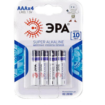 Элемент питания ЭРА LR03 AAА 4шт