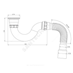 Сифон для поддона трубный 1 1/2"x50/40 с гофрой 40х40/50 выпуск с пластиковой решёткой Unicorn G32P