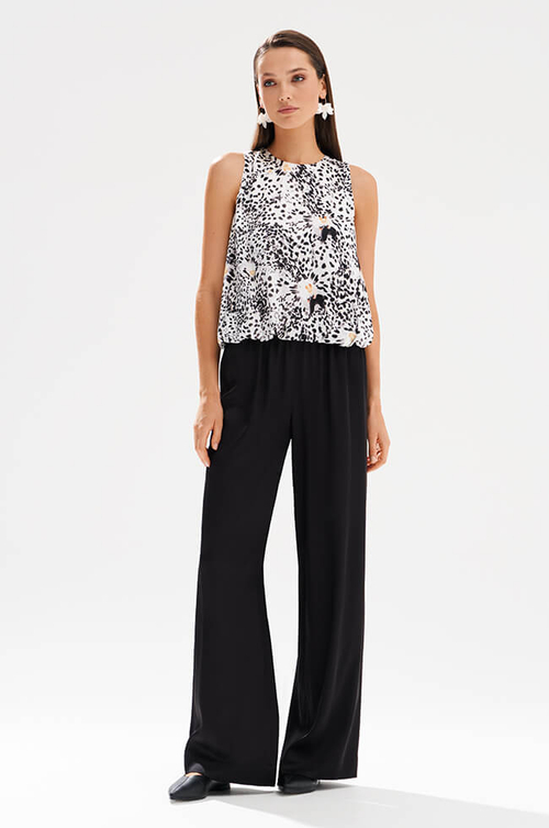 23558 Блузка женская (черно-молочный принт)