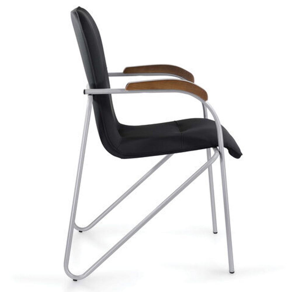 Кресло для приемных и переговорных BRABIX "Samba CF-104", серый, орех (D-8), к/з черный, собрано, 532759