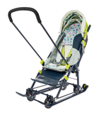 Санки коляска «Ника Детям НД 7-6», рисунок с жирафом, цвет лимонный, механизм качания