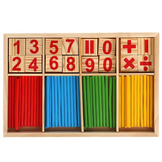 Деревянная игрушка «Синий трактор. Счётный набор» в кор. Буратино