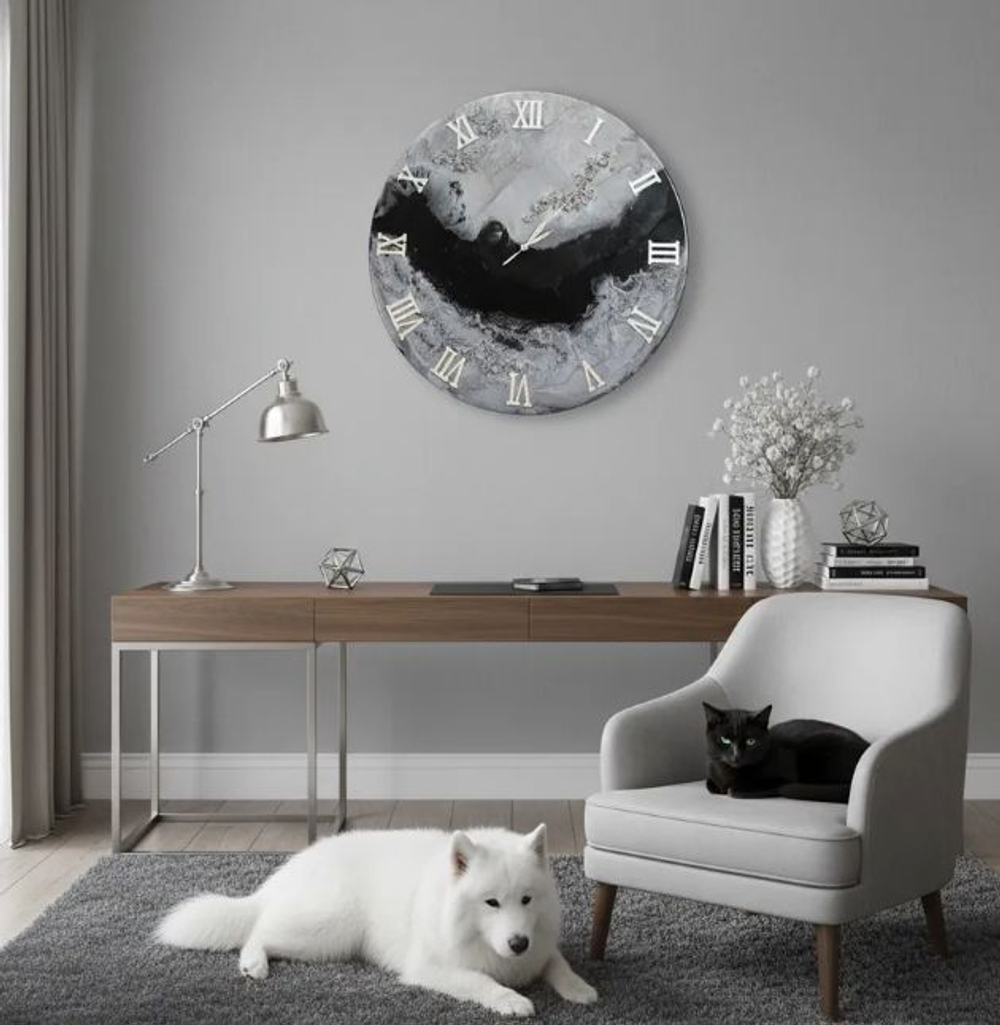 Часы настенные — эпоксидная смола ручная работа в подарок