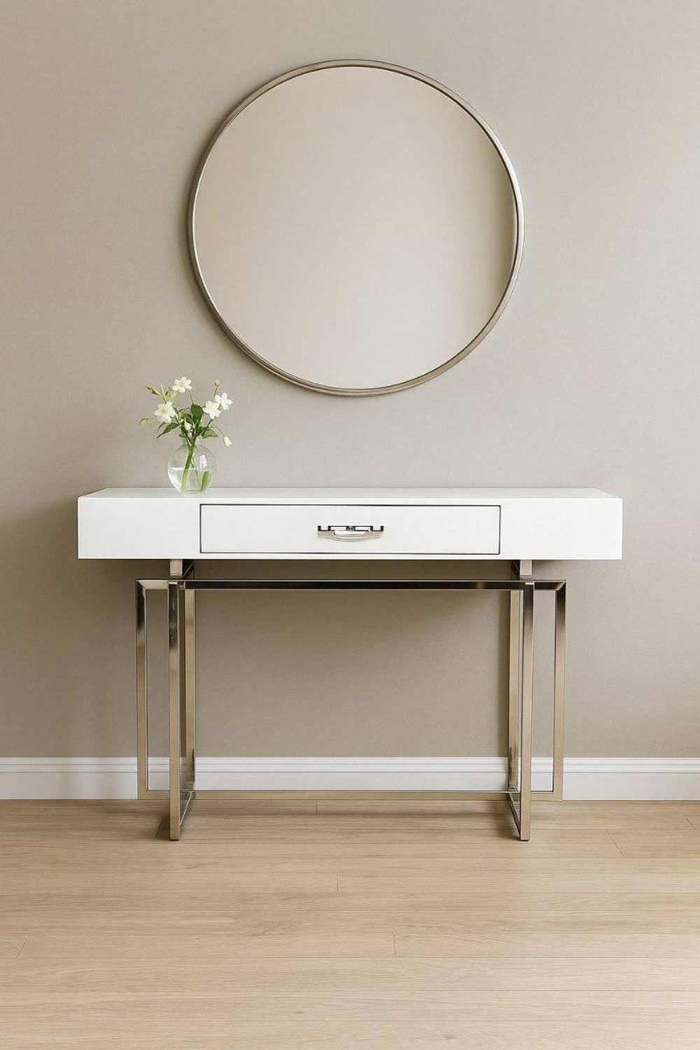 Консоль с ящиком Гарда серебро