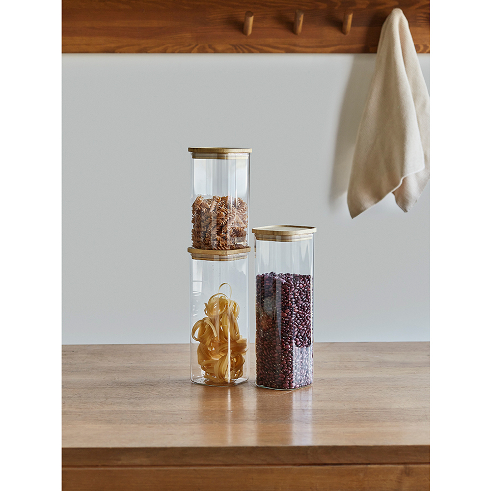 Банка для хранения квадратная glass bamboo, 2,2 л