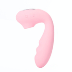 Розовый вибратор Tara с вакуумной стимуляцией и пультом ДУ (Цвет: розовый)