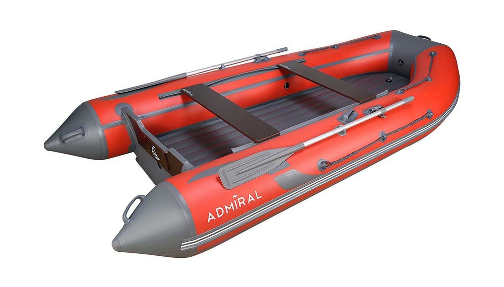 Надувная лодка ПВХ, Адмирал 330 CF НДНД, роульс, рым, красный/серый