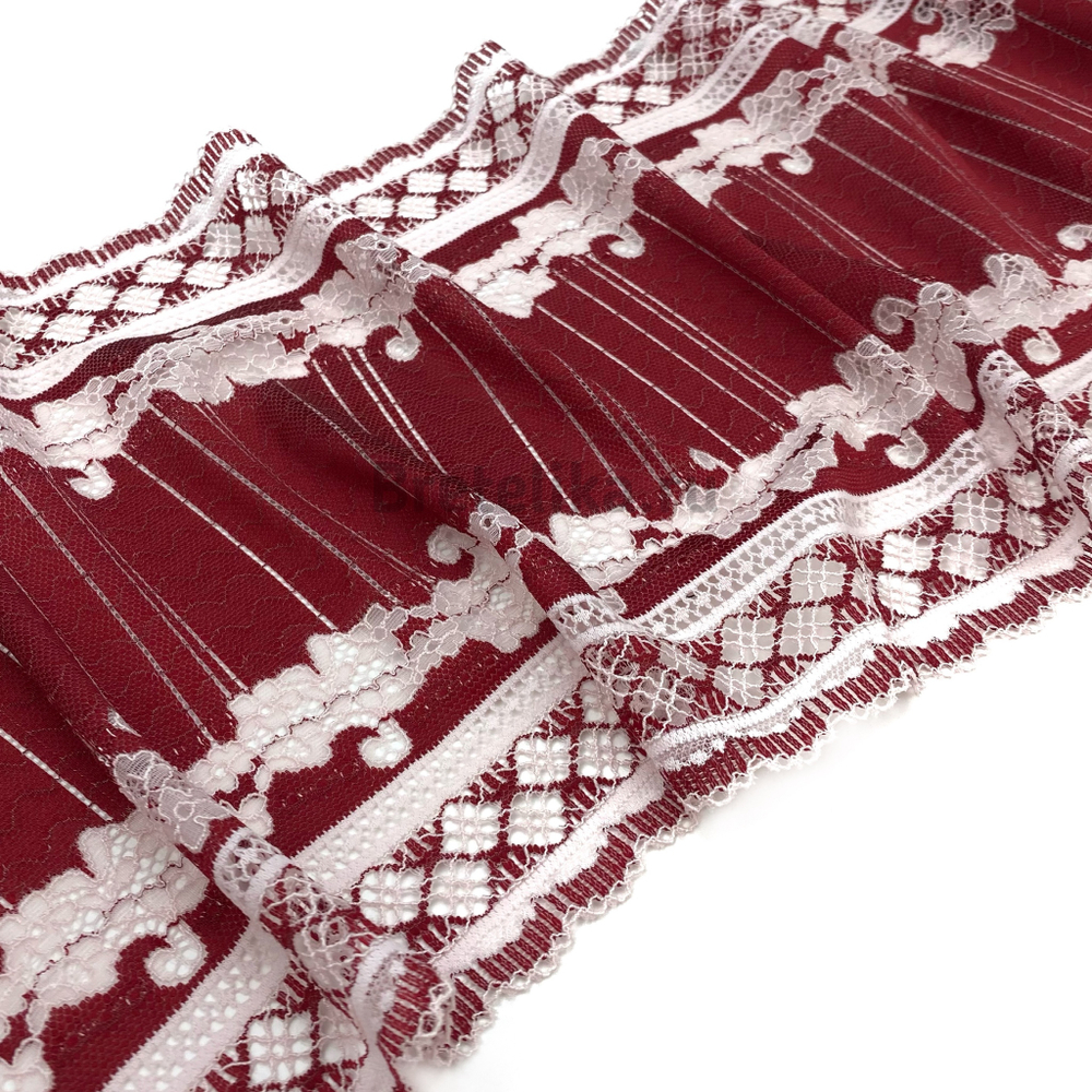 Кружево эластичное красно-молочное 22 см