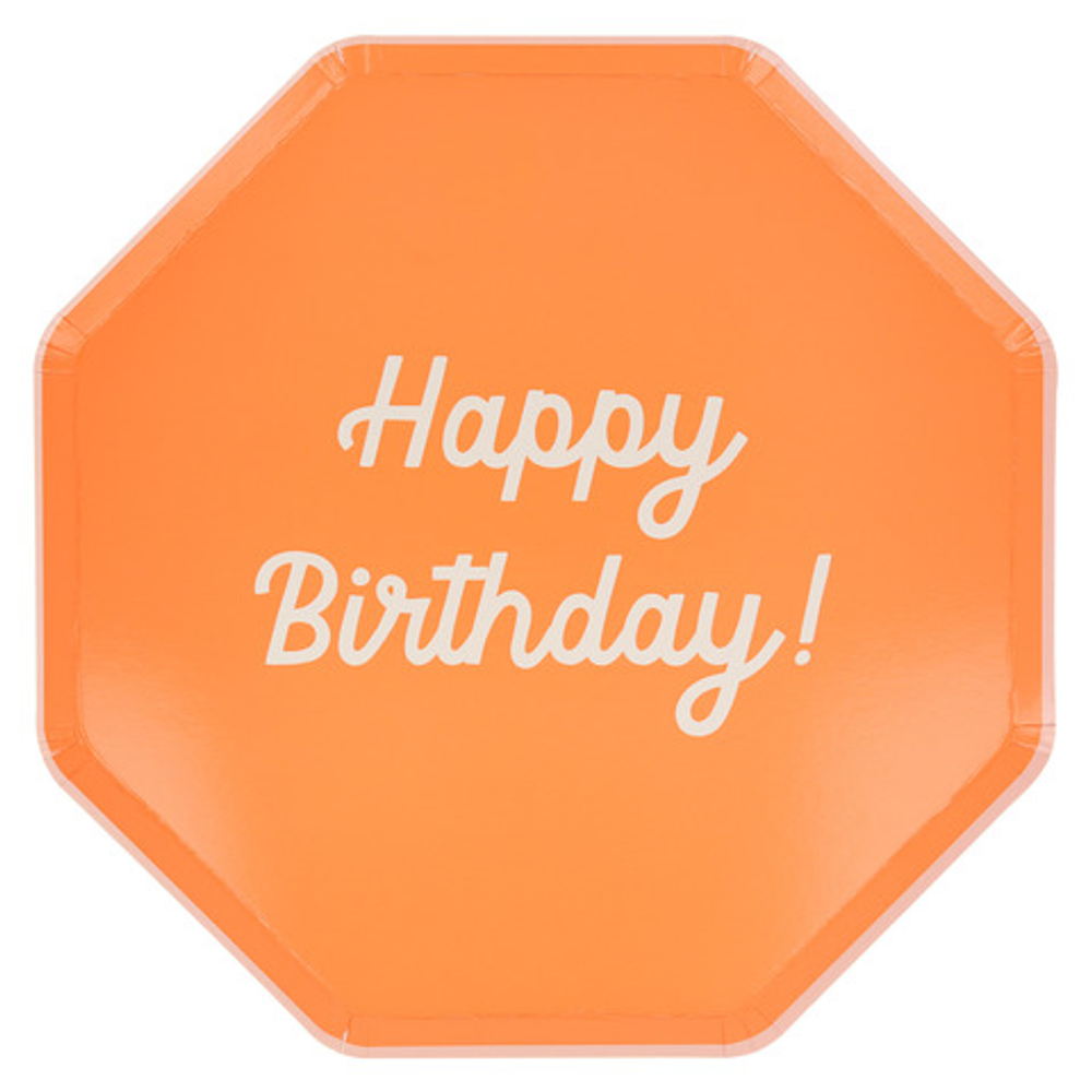 Тарелки большие цветные "Happy Birthday" 8 шт.