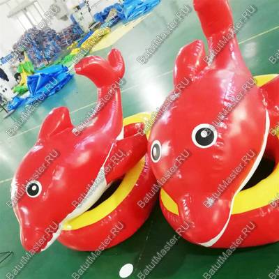 Надувной водный аттракцион "Красный дельфин" 2,2*1,5*0,6 м