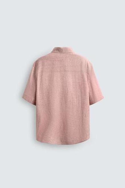 ZARА РУБАШКА RELAXED FIT С ЭФФЕКТОМ ПОТЕРТОСТИ, ПАСТЕЛЬНО-РОЗОВЫЙ