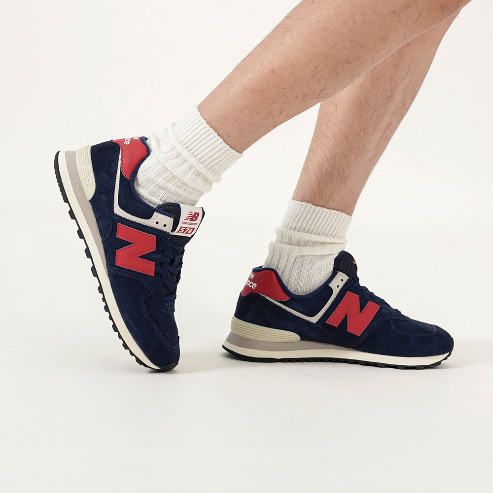 New Balance NB 574 comfortable retro non-slip wear-resistant lightweight low-cut casual running shoes for men and women the same dark blue red